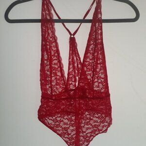 LIPSTICK RED VICTORIA SECRET FULL LACE LINGERIE PIECE